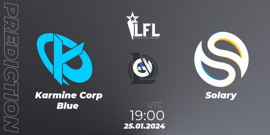 Karmine Corp Blue contre Solary : prédiction de match. 25.01.2024 at 19:00. LoL, LFL Spring 2024