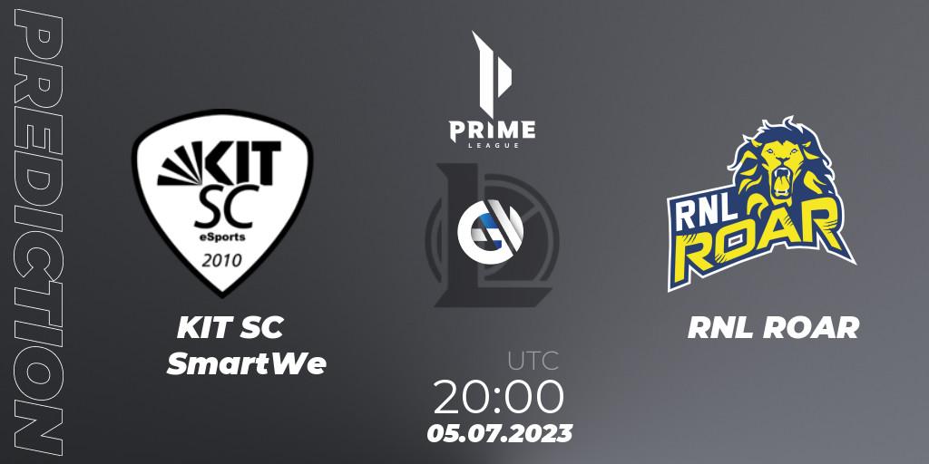 KIT SC SmartWe contre RNL ROAR : prédiction de match. 05.07.2023 at 20:00. LoL, Prime League 2nd Division Summer 2023