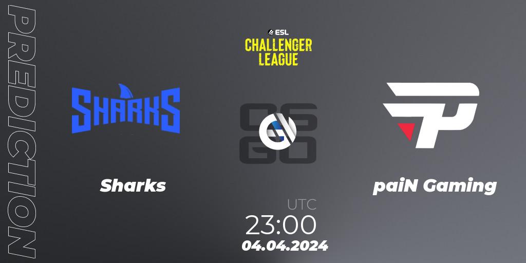 Sharks contre paiN Gaming : prédiction de match. 04.04.2024 at 23:15. Counter-Strike (CS2), ESL Challenger League Season 47: South America