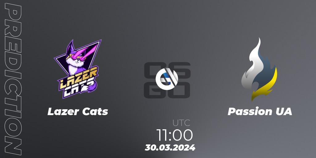Lazer Cats contre Passion UA : prédiction de match. 30.03.2024 at 11:00. Counter-Strike (CS2), Gameinside.ua ROG Spring Cup 2024