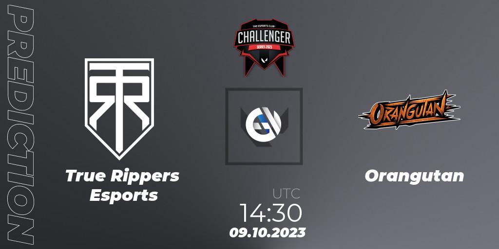 True Rippers Esports contre Orangutan : prédiction de match. 12.10.2023 at 11:00. VALORANT, TEC Challenger Series 10