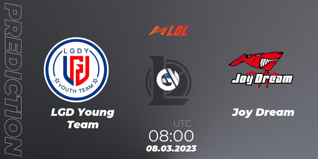 LGD Young Team contre Joy Dream : prédiction de match. 08.03.2023 at 08:00. LoL, LDL 2023 - Regular Season