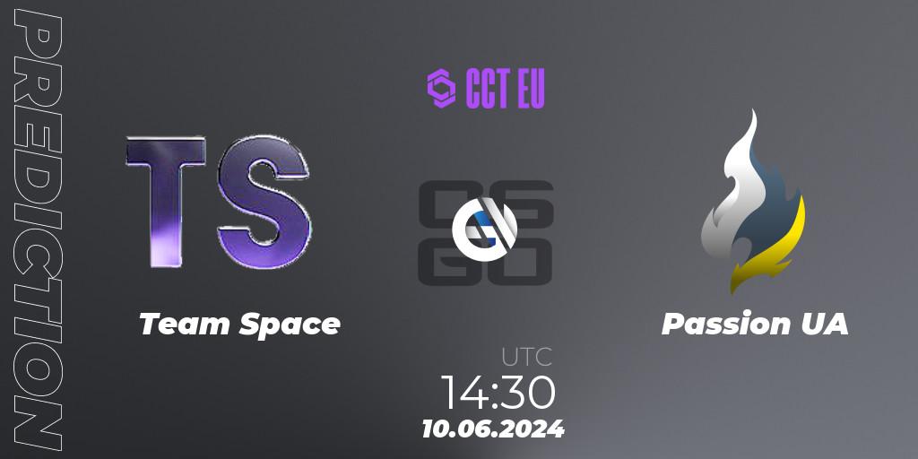 Team Space contre Passion UA : prédiction de match. 10.06.2024 at 14:30. Counter-Strike (CS2), CCT Season 2 Europe Series 5