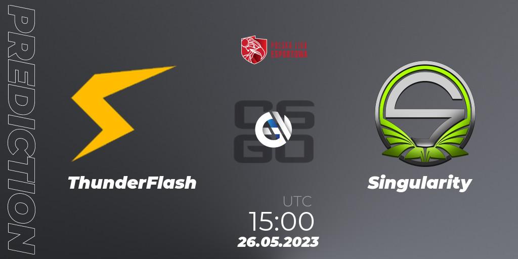 ThunderFlash contre Singularity : prédiction de match. 26.05.2023 at 15:00. Counter-Strike (CS2), Polish Esports League 2023 Split 2