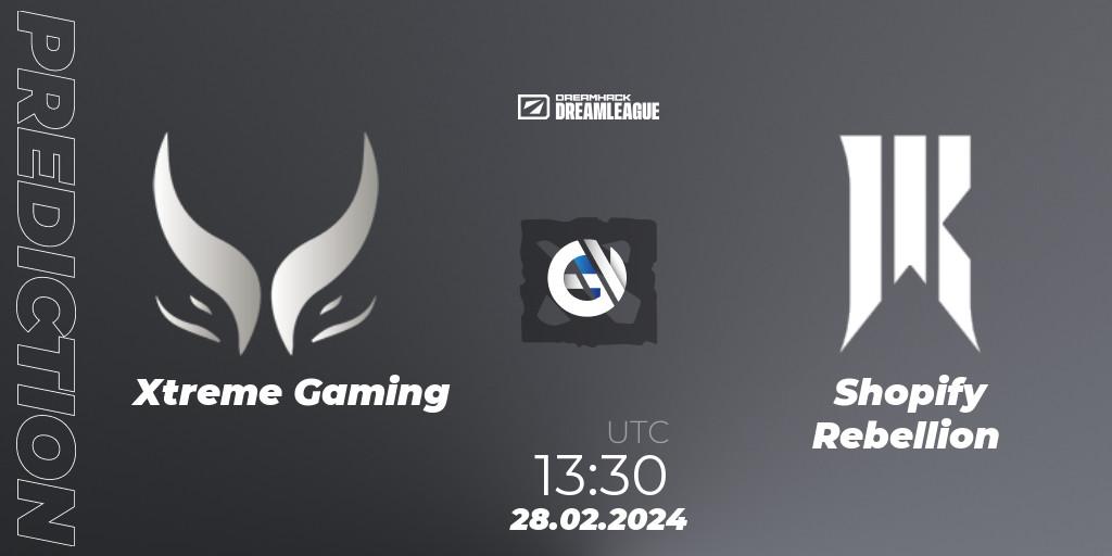 Xtreme Gaming contre Shopify Rebellion : prédiction de match. 28.02.2024 at 14:31. Dota 2, DreamLeague Season 22