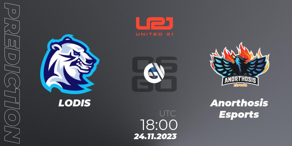 LODIS contre Anorthosis Esports : prédiction de match. 24.11.23. CS2 (CS:GO), United21 Season 8: Division 2