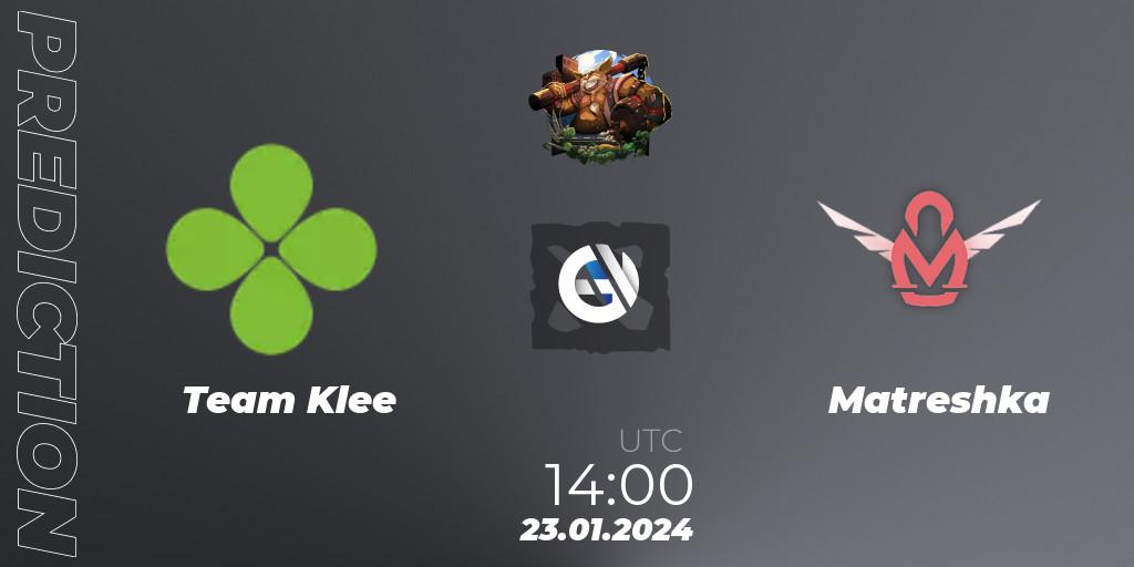 Team Klee contre Matreshka : prédiction de match. 23.01.24. Dota 2, ESL One Birmingham 2024: Eastern Europe Open Qualifier #1