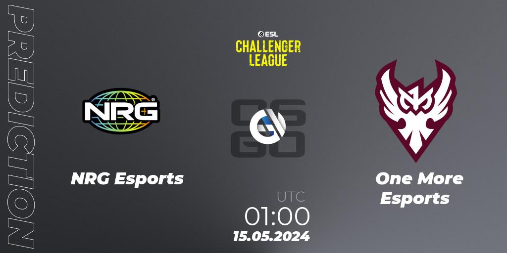NRG Esports contre One More Esports : prédiction de match. 15.05.2024 at 01:00. Counter-Strike (CS2), ESL Challenger League Season 47: North America