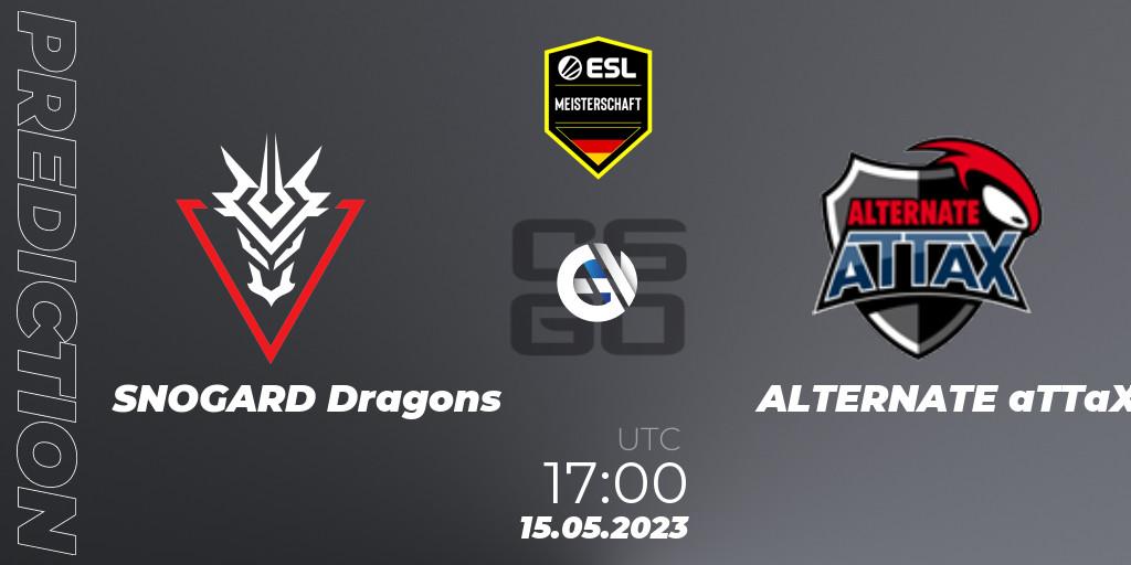 SNOGARD Dragons contre ALTERNATE aTTaX : prédiction de match. 15.05.2023 at 17:00. Counter-Strike (CS2), ESL Meisterschaft: Spring 2023
