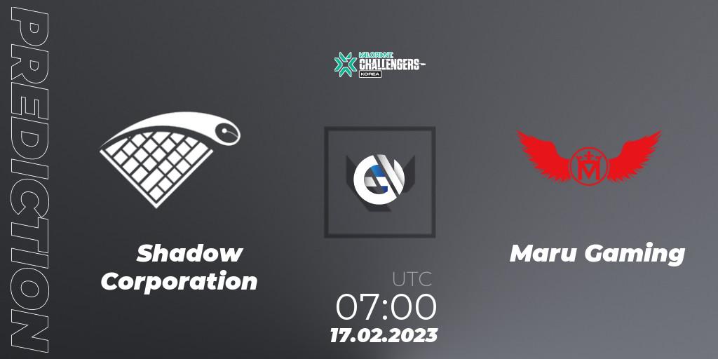 Shadow Corporation contre Maru Gaming : prédiction de match. 17.02.2023 at 07:00. VALORANT, VALORANT Challengers 2023: Korea Split 1