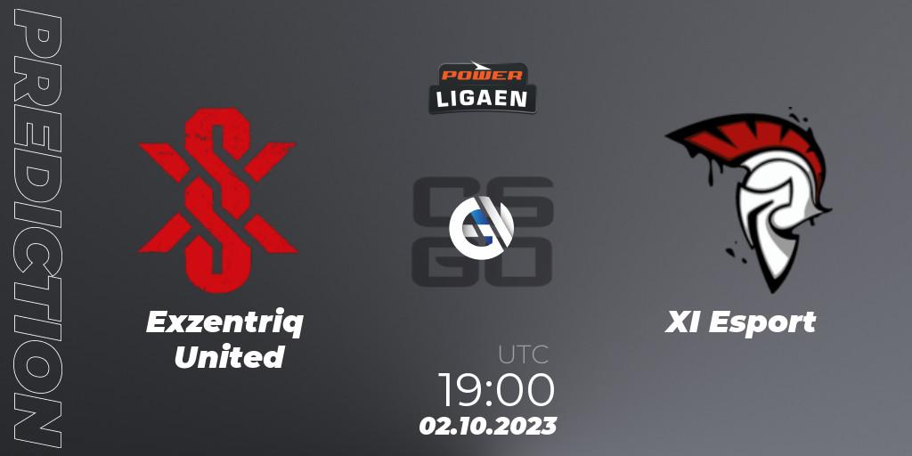 Exzentriq United contre XI Esport : prédiction de match. 02.10.2023 at 18:00. Counter-Strike (CS2), POWER Ligaen Season 24 Finals
