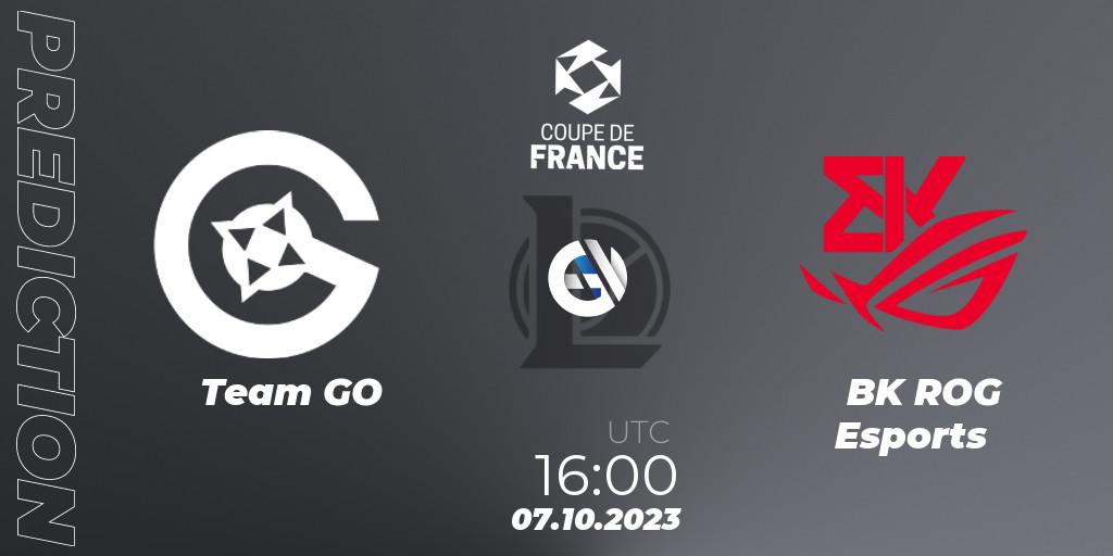 Team GO contre BK ROG Esports : prédiction de match. 07.10.23. LoL, Coupe de France 2023