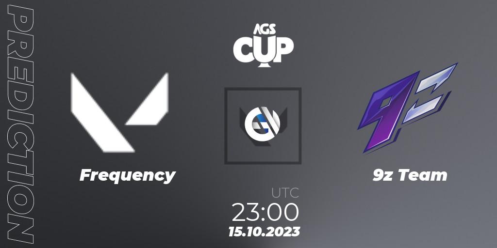 Frequency contre 9z Team : prédiction de match. 15.10.2023 at 23:00. VALORANT, Argentina Game Show Cup 2023