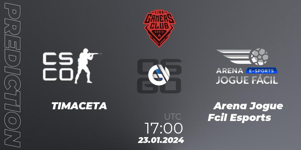 TIMACETA contre Arena Jogue Fácil Esports : prédiction de match. 23.01.24. CS2 (CS:GO), Gamers Club Liga Série A: January 2024