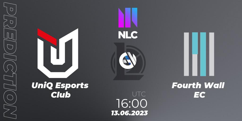 UniQ Esports Club contre Fourth Wall EC : prédiction de match. 13.06.2023 at 16:00. LoL, NLC Summer 2023 - Group Stage