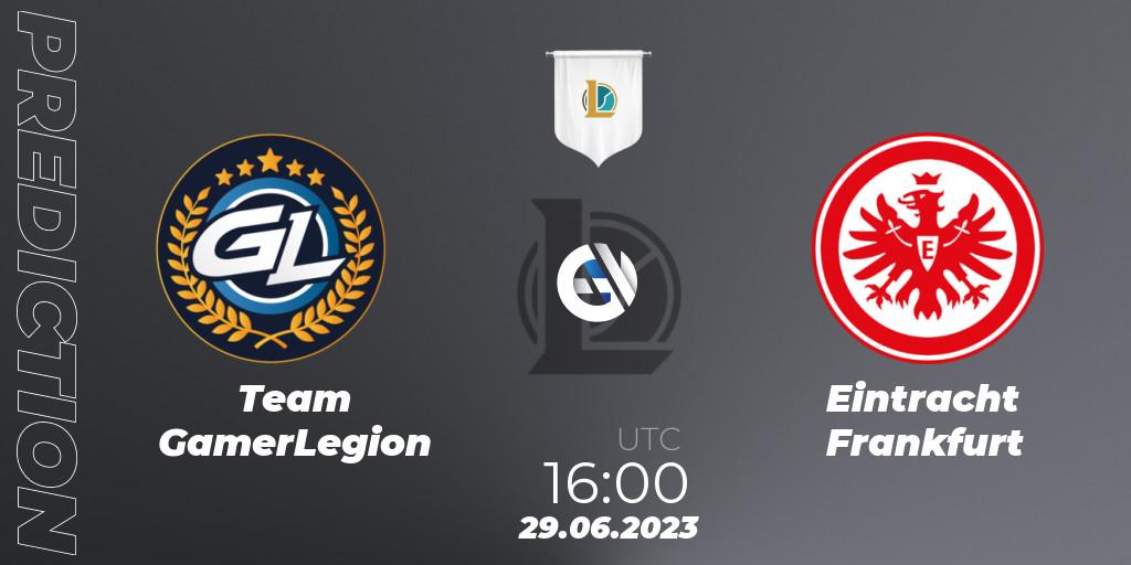 Team GamerLegion contre Eintracht Frankfurt : prédiction de match. 29.06.2023 at 19:00. LoL, Prime League Summer 2023 - Group Stage