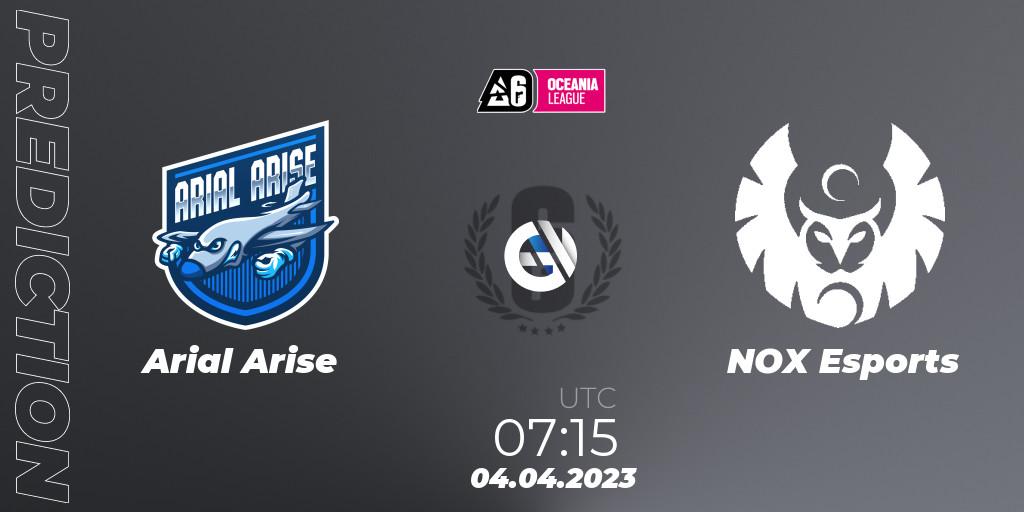 Arial Arise contre NOX Esports : prédiction de match. 04.04.2023 at 07:15. Rainbow Six, Oceania League 2023 - Stage 1