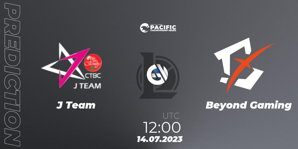 J Team contre Beyond Gaming : prédiction de match. 14.07.2023 at 12:00. LoL, PACIFIC Championship series Group Stage
