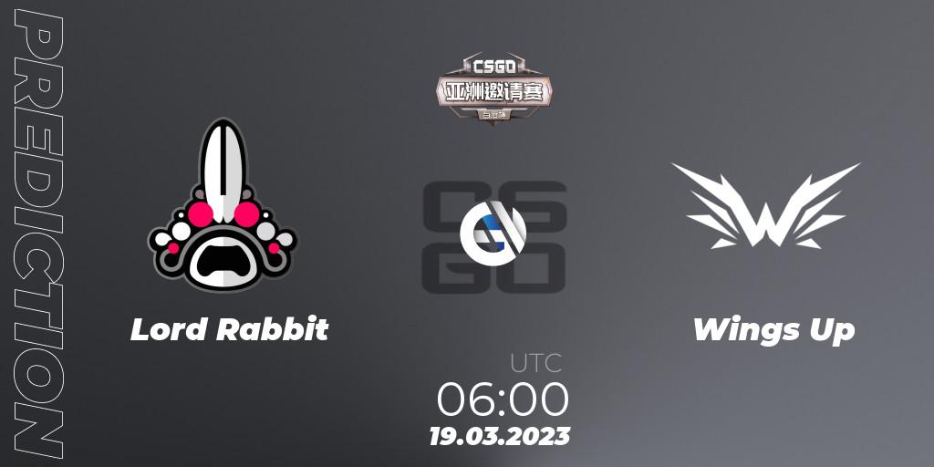 Lord Rabbit contre Wings Up : prédiction de match. 19.03.2023 at 06:00. Counter-Strike (CS2), Baidu Cup Invitational #2