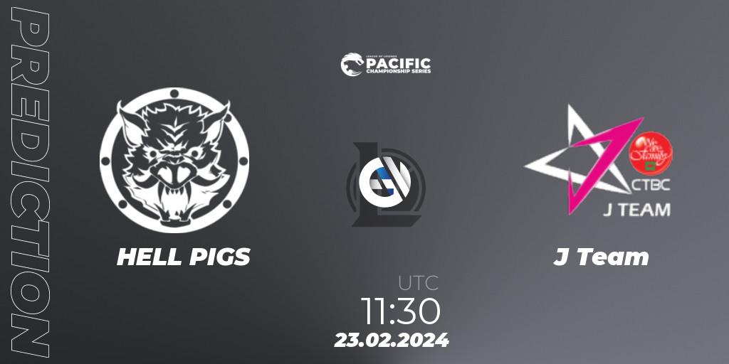 HELL PIGS contre J Team : prédiction de match. 23.02.2024 at 11:30. LoL, PCS Spring 2024