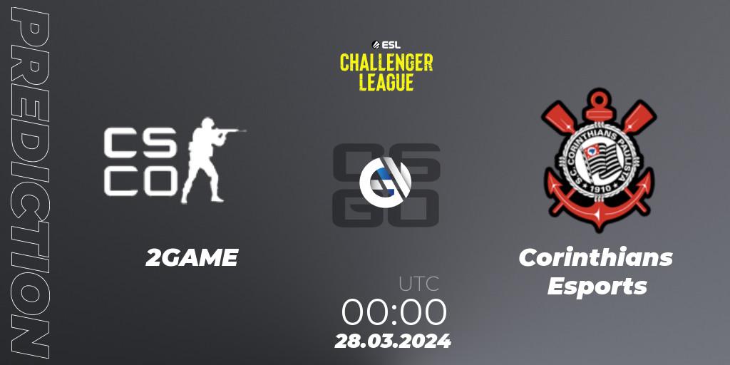 2GAME contre Corinthians Esports : prédiction de match. 28.03.24. CS2 (CS:GO), ESL Challenger League Season 47: South America