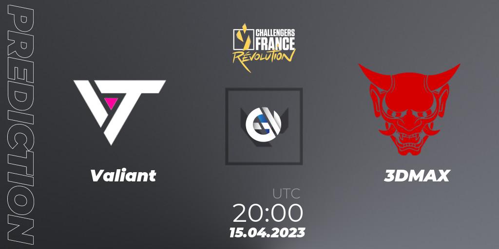 Valiant contre 3DMAX : prédiction de match. 15.04.2023 at 20:00. VALORANT, VALORANT Challengers France: Revolution Split 2 - Regular Season