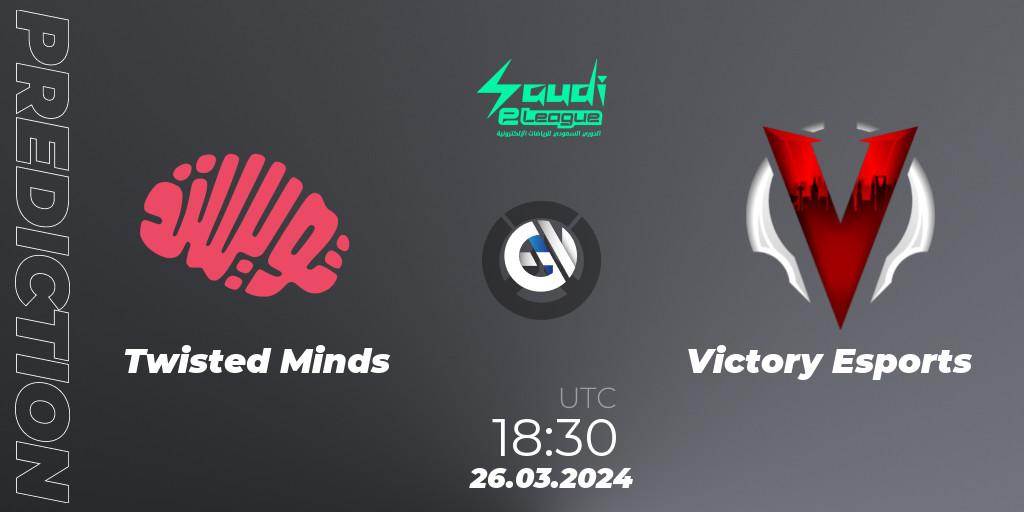 Twisted Minds contre Victory Esports : prédiction de match. 26.03.2024 at 18:30. Overwatch, Saudi eLeague 2024 - Major 1