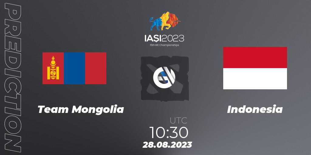 Team Mongolia contre Indonesia : prédiction de match. 28.08.2023 at 13:09. Dota 2, IESF World Championship 2023