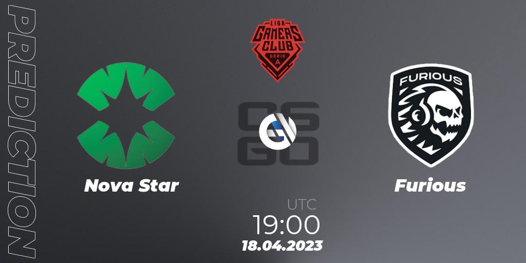 Nova Star contre Furious : prédiction de match. 18.04.2023 at 19:00. Counter-Strike (CS2), Gamers Club Liga Série A: April 2023