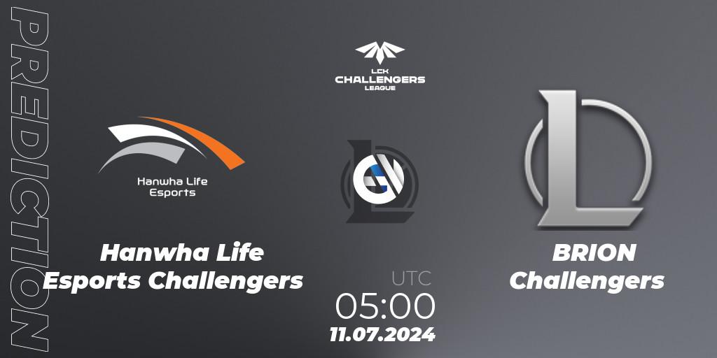 Hanwha Life Esports Challengers contre BRION Challengers : prédiction de match. 11.07.2024 at 05:00. LoL, LCK Challengers League 2024 Summer - Group Stage