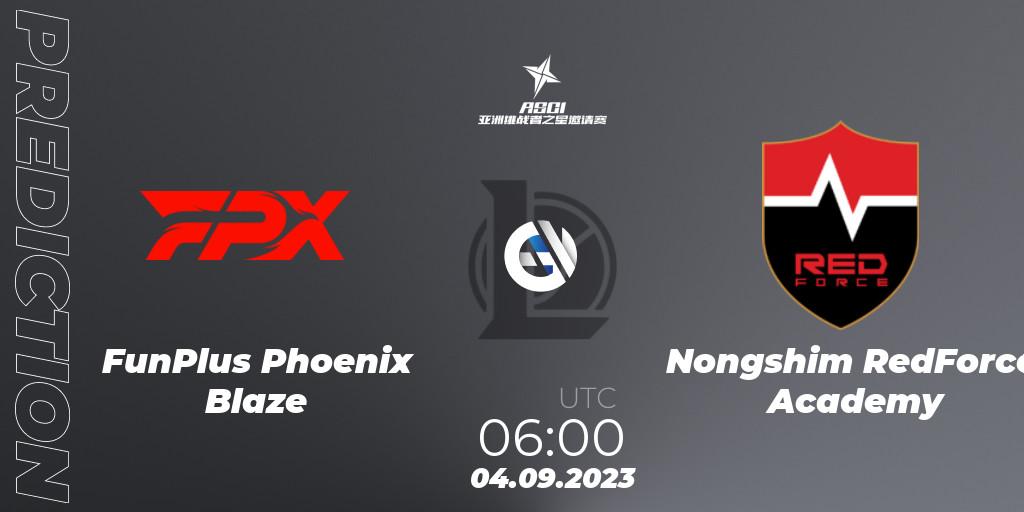 FunPlus Phoenix Blaze contre Nongshim RedForce Academy : prédiction de match. 04.09.2023 at 06:00. LoL, Asia Star Challengers Invitational 2023