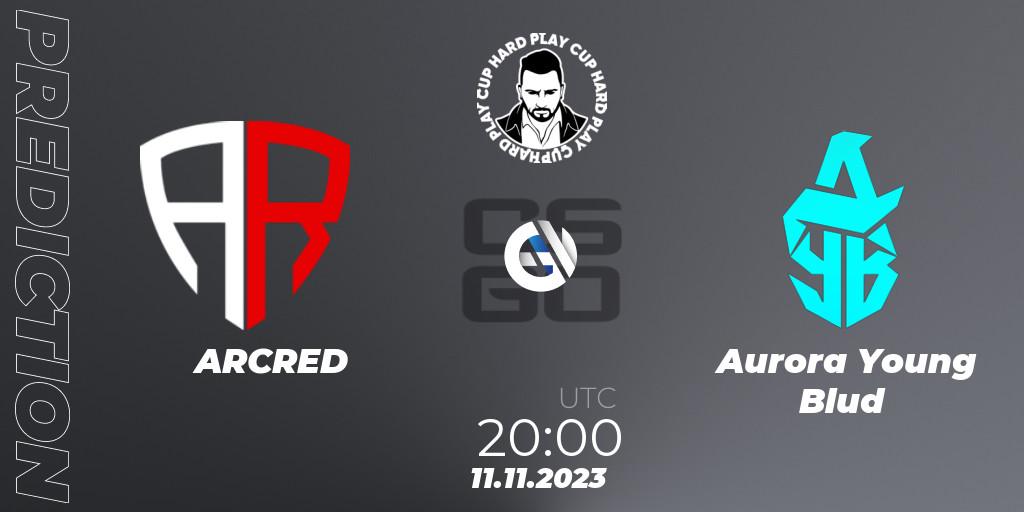 ARCRED contre Aurora Young Blud : prédiction de match. 11.11.2023 at 20:30. Counter-Strike (CS2), Hard Play Cup #8