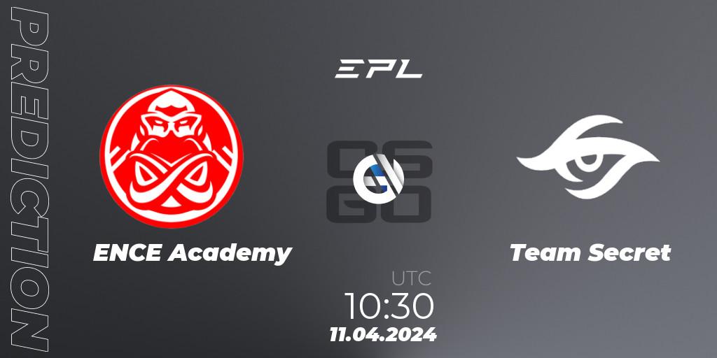 ENCE Academy contre Team Secret : prédiction de match. 11.04.24. CS2 (CS:GO), European Pro League Season 15