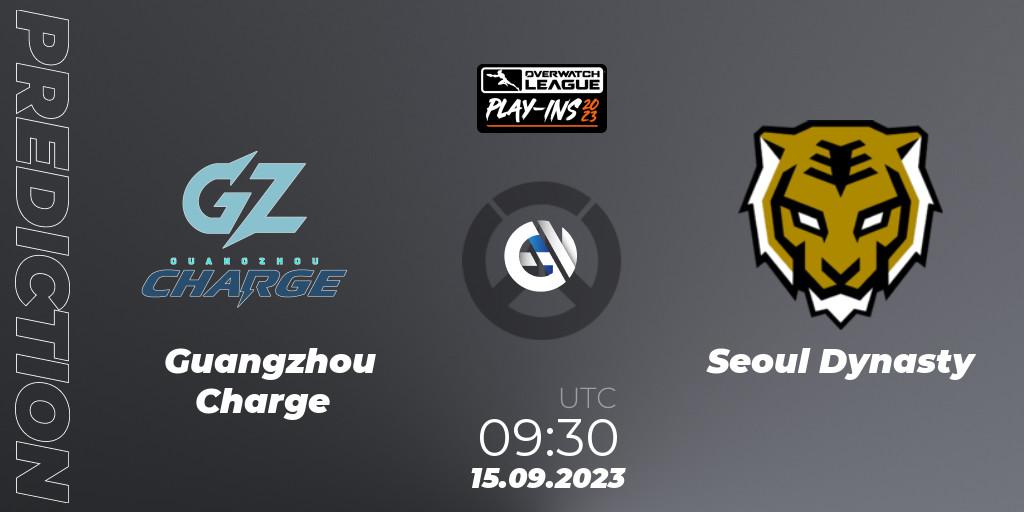 Guangzhou Charge contre Seoul Dynasty : prédiction de match. 15.09.2023 at 09:30. Overwatch, Overwatch League 2023 - Play-Ins