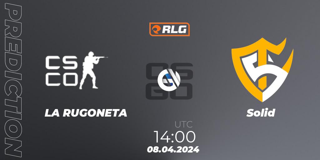 LA RUGONETA contre Solid : prédiction de match. 08.04.2024 at 14:00. Counter-Strike (CS2), RES Latin American Series #3