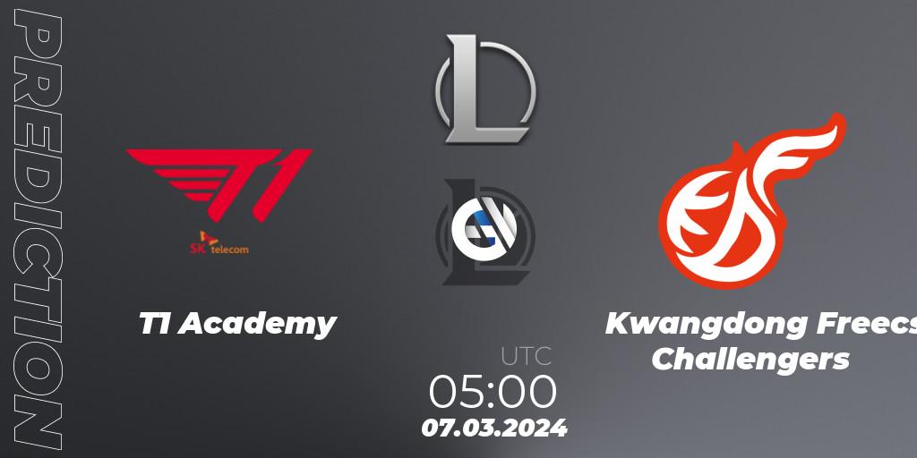 T1 Academy contre Kwangdong Freecs Challengers : prédiction de match. 07.03.24. LoL, LCK Challengers League 2024 Spring - Group Stage