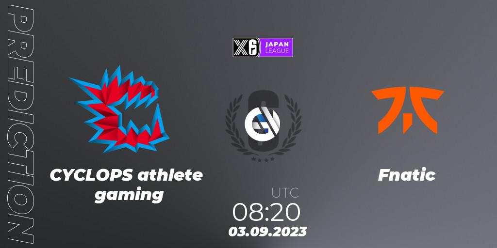 CYCLOPS athlete gaming contre Fnatic : prédiction de match. 03.09.23. Rainbow Six, Japan League 2023 - Stage 2