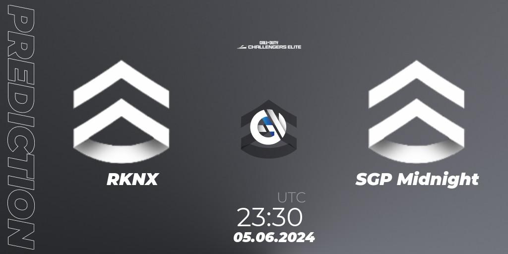 RKNX contre SGP Midnight : prédiction de match. 05.06.2024 at 22:30. Call of Duty, Call of Duty Challengers 2024 - Elite 3: NA