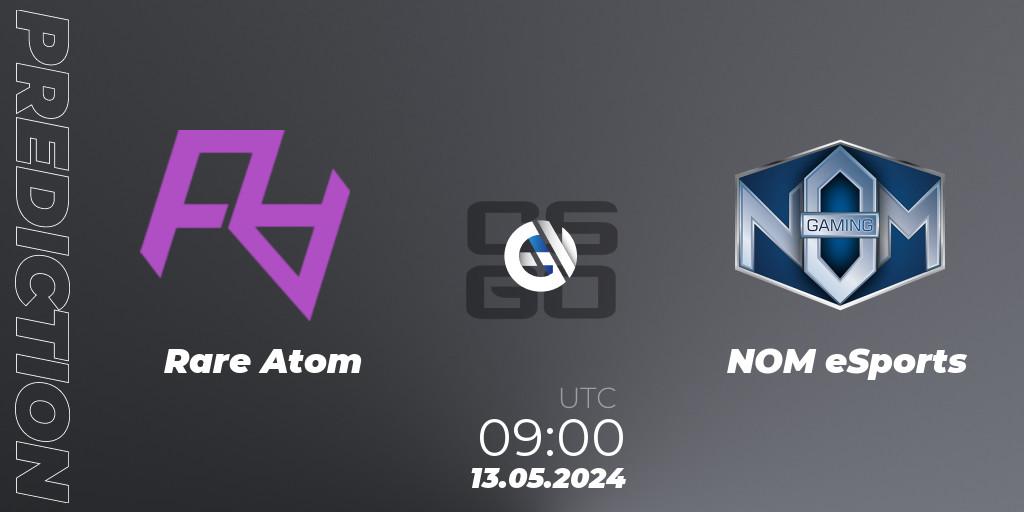 Rare Atom contre NOM eSports : prédiction de match. 13.05.2024 at 09:00. Counter-Strike (CS2), CCT Season 2 Europe Series 4 Closed Qualifier