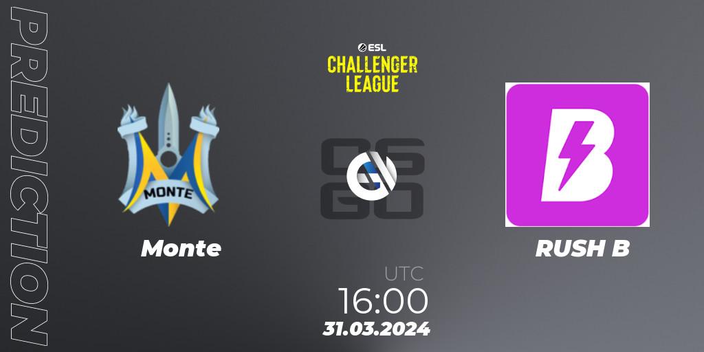 Monte contre RUSH B : prédiction de match. 31.03.24. CS2 (CS:GO), ESL Challenger League Season 47: Europe
