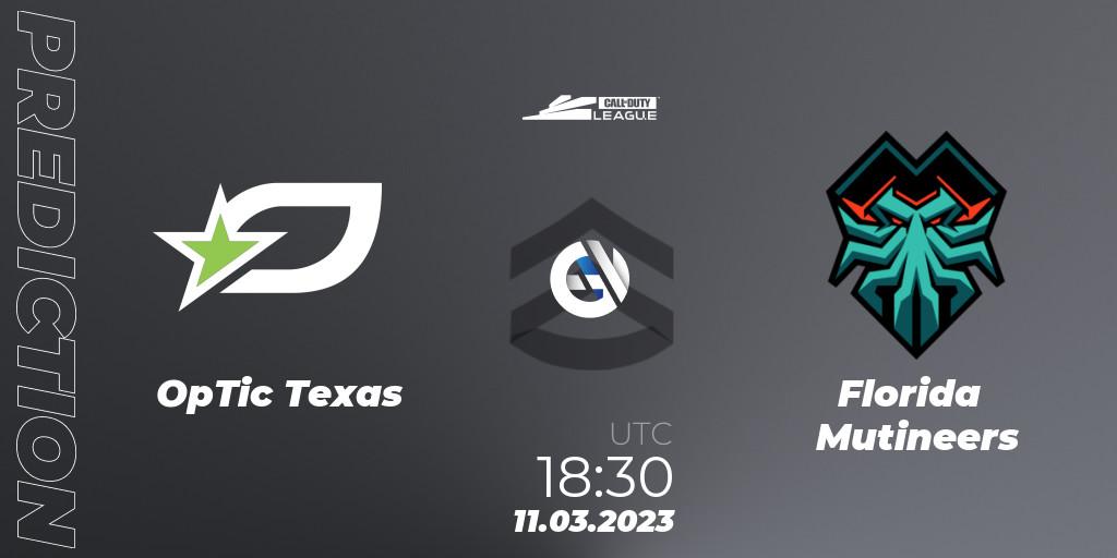 OpTic Texas contre Florida Mutineers : prédiction de match. 11.03.2023 at 18:30. Call of Duty, Call of Duty League 2023: Stage 3 Major