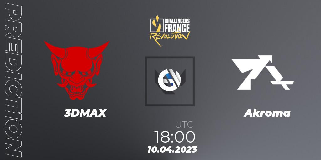 3DMAX contre Akroma : prédiction de match. 10.04.2023 at 18:10. VALORANT, VALORANT Challengers France: Revolution Split 2 - Regular Season