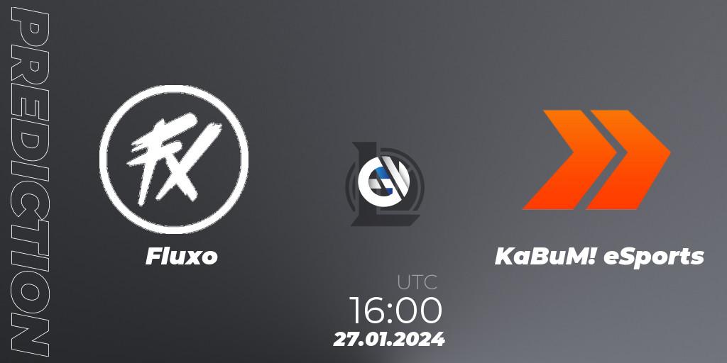 Fluxo contre KaBuM! eSports : prédiction de match. 27.01.2024 at 16:00. LoL, CBLOL Split 1 2024 - Group Stage
