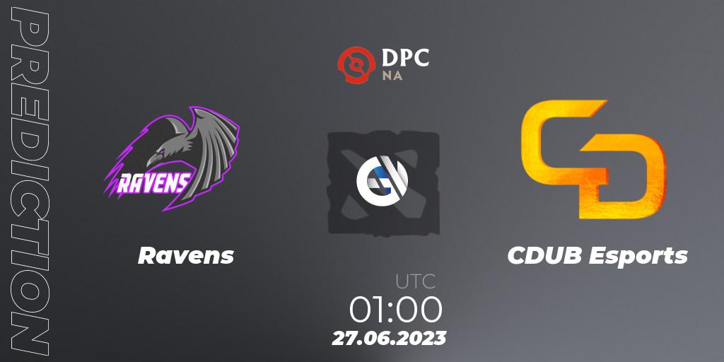 Ravens contre CDUB Esports : prédiction de match. 27.06.23. Dota 2, DPC 2023 Tour 3: NA Division II (Lower)