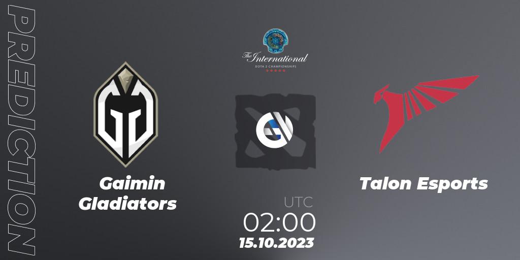 Gaimin Gladiators contre Talon Esports : prédiction de match. 14.10.23. Dota 2, The International 2023 - Group Stage