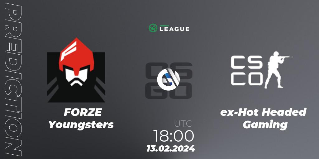 FORZE Youngsters contre ex-Hot Headed Gaming : prédiction de match. 13.02.2024 at 18:00. Counter-Strike (CS2), ESEA Season 48: Advanced Division - Europe