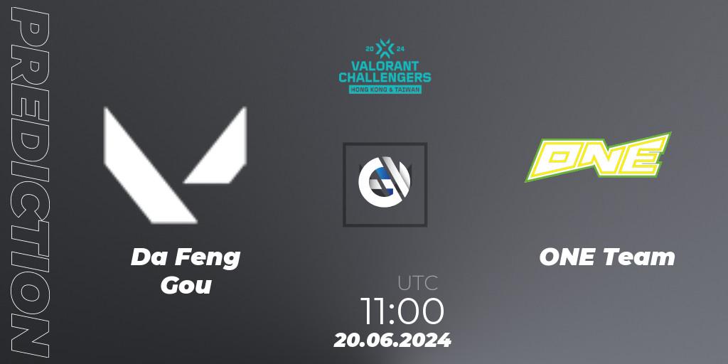 Da Feng Gou contre ONE Team : prédiction de match. 20.06.2024 at 11:00. VALORANT, VALORANT Challengers Hong Kong and Taiwan 2024: Split 2