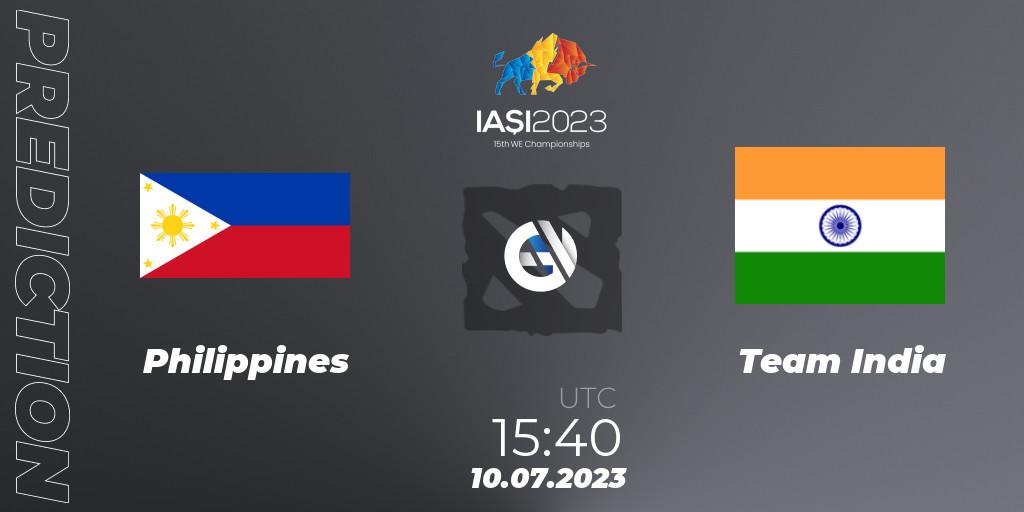 Philippines contre Team India : prédiction de match. 11.07.2023 at 07:00. Dota 2, Gamers8 IESF Asian Championship 2023