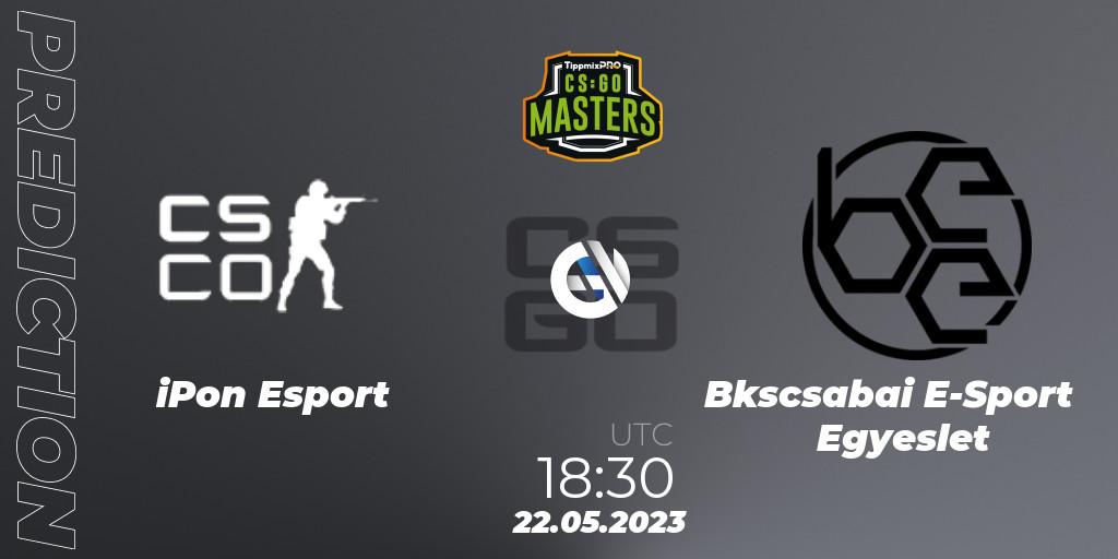 iPon Esport contre Békéscsabai E-Sport Egyesület : prédiction de match. 22.05.2023 at 18:30. Counter-Strike (CS2), TippmixPro Masters Spring 2023