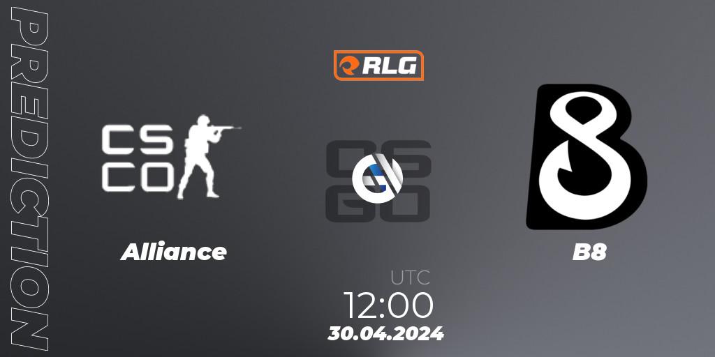 Alliance contre B8 : prédiction de match. 30.04.2024 at 12:00. Counter-Strike (CS2), RES European Series #3